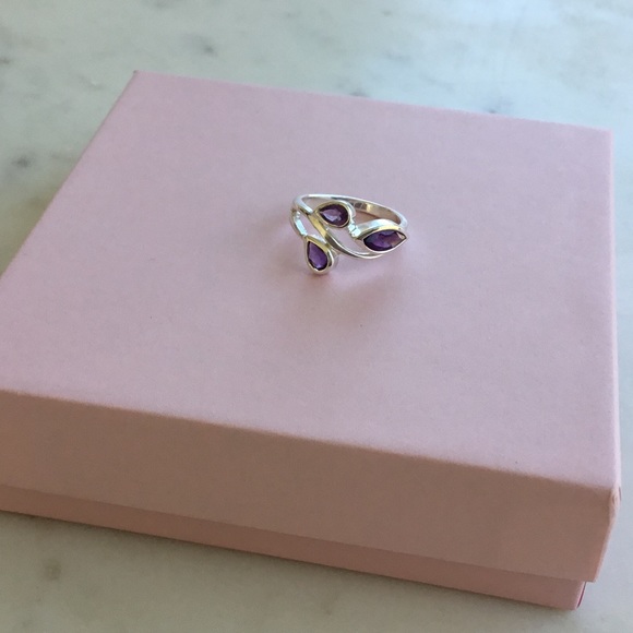 Genuine Amethyst .925 Sterling Silver Ring - Picture 9 of 16